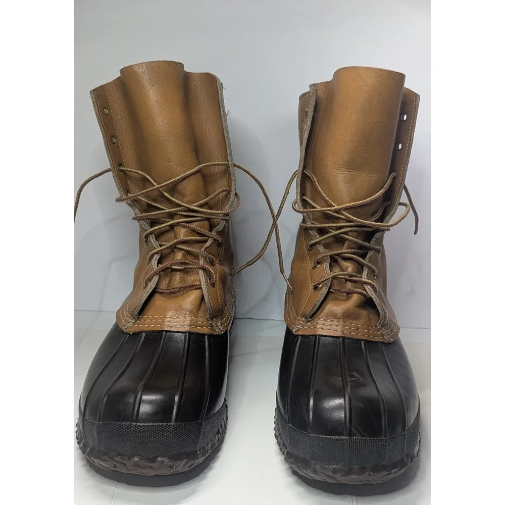 Vtg 1980s LL Bean Maine Hunting Shoe Duck Boots 10in 10-Eyelet Brown Mens 10M